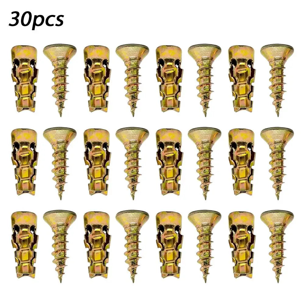 Short Expansion Screw Set – Metal Anchors for Cabinet Hinge Repair