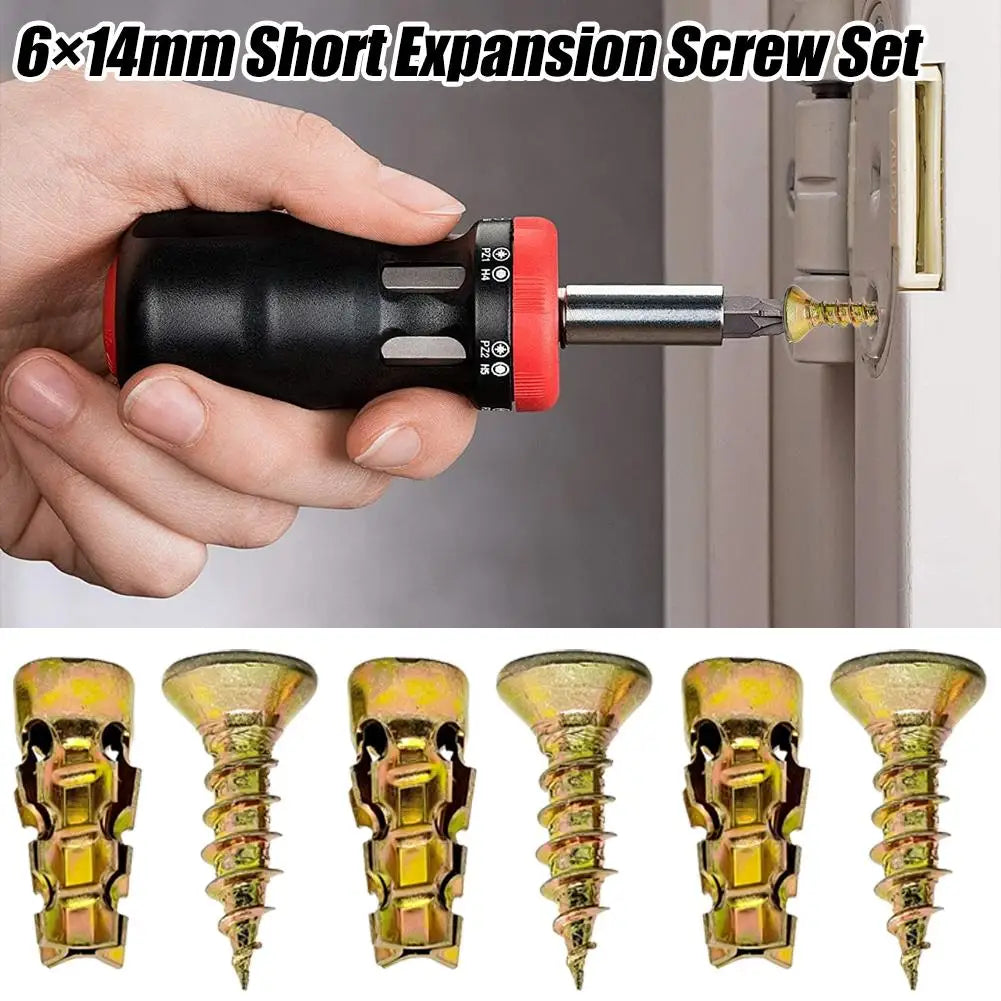 Short Expansion Screw Set – Metal Anchors for Cabinet Hinge Repair