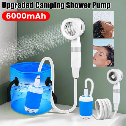 Portable Rechargeable Camping Shower Pump – Digital Display 6000mAh Outdoor Shower System