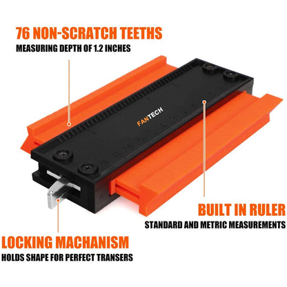 Precision Contour Gauge with Lock – Shape Duplicator Tool for Woodworking, Tiling & DIY Projects