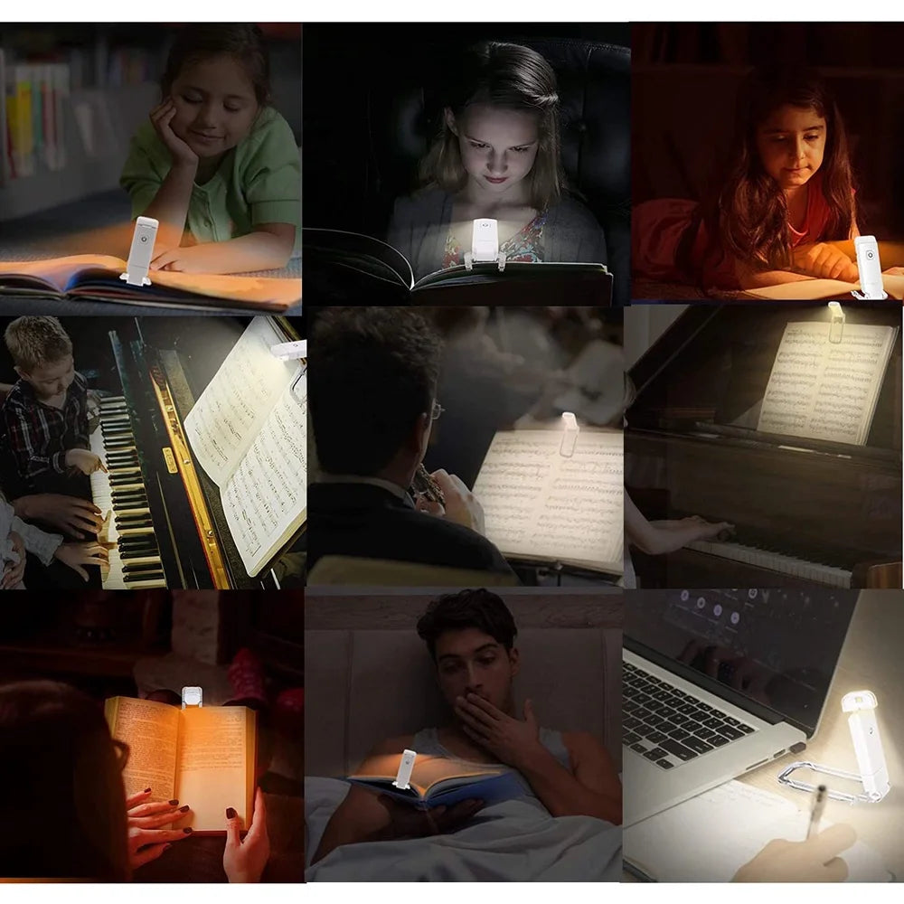 Ultra-Compact USB Rechargeable Book Light with Adjustable Brightness