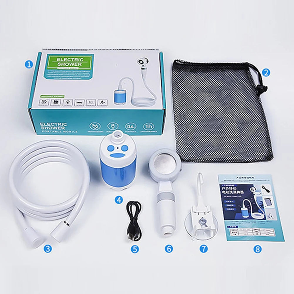 Portable Rechargeable Camping Shower Pump – Digital Display 6000mAh Outdoor Shower System