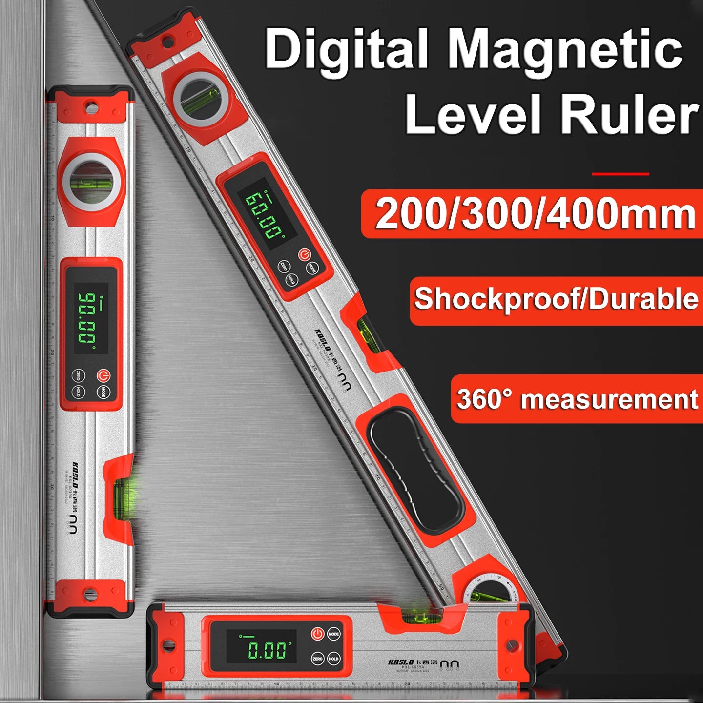 Pro Digital Magnetic Spirit Level – LED Angle Finder(20/30/40 cm | 8″/12″/16″)
