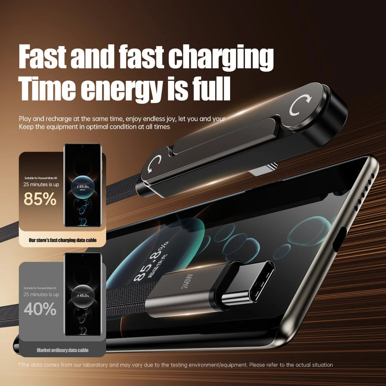 Fast Charging Cable with Foldable Phone Stand – 2-in-1 Design