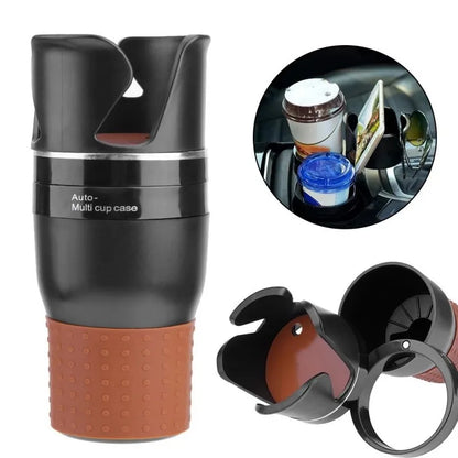 Car Cup Holder Expander – 360° Rotating Multi-Layer Organizer for Drinks & Essentials