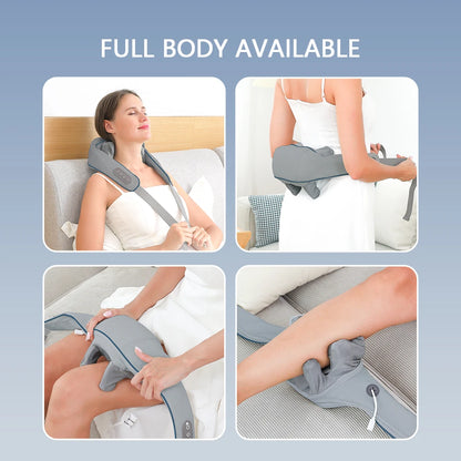 Wireless Neck and Back Massager with Heat and Kneading Technology