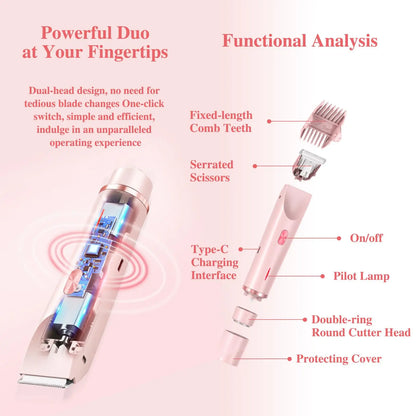 Waterproof Dual-Head Bikini Trimmer for Women – Wet & Dry Use