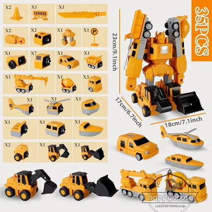 Magnetic Transforming Robot & Engineering Car Set for Kids