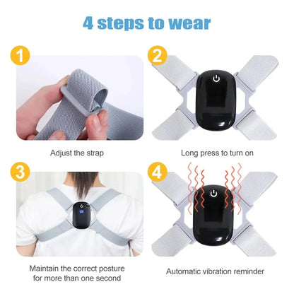 Smart Posture Corrector with Vibration Reminder – Adjustable Back Support for Adults & Kids