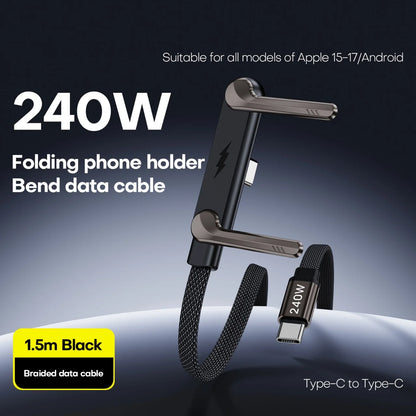 Fast Charging Cable with Foldable Phone Stand – 2-in-1 Design