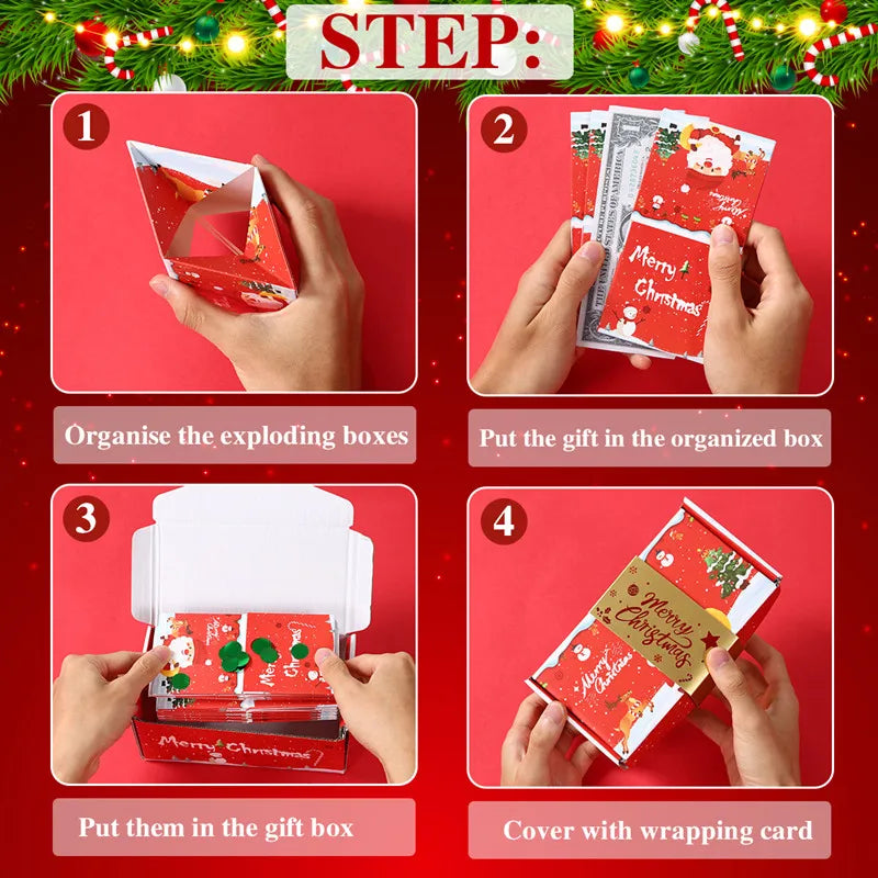Christmas Gift Box DIY Folding Surprise Gift Box Money Pop Up Merry Christmas Surprise Gift Box Christmas New Year Gift