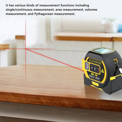 3-in-1 Digital Laser Measuring Tool with 5M/16ft Tape & Cross-Line Projection