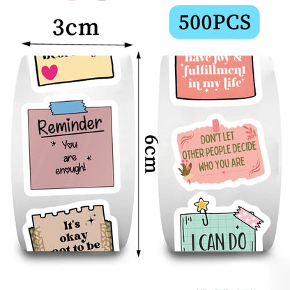 500-Piece Motivational Reward Sticker Set – Encouraging and Fun Quotes