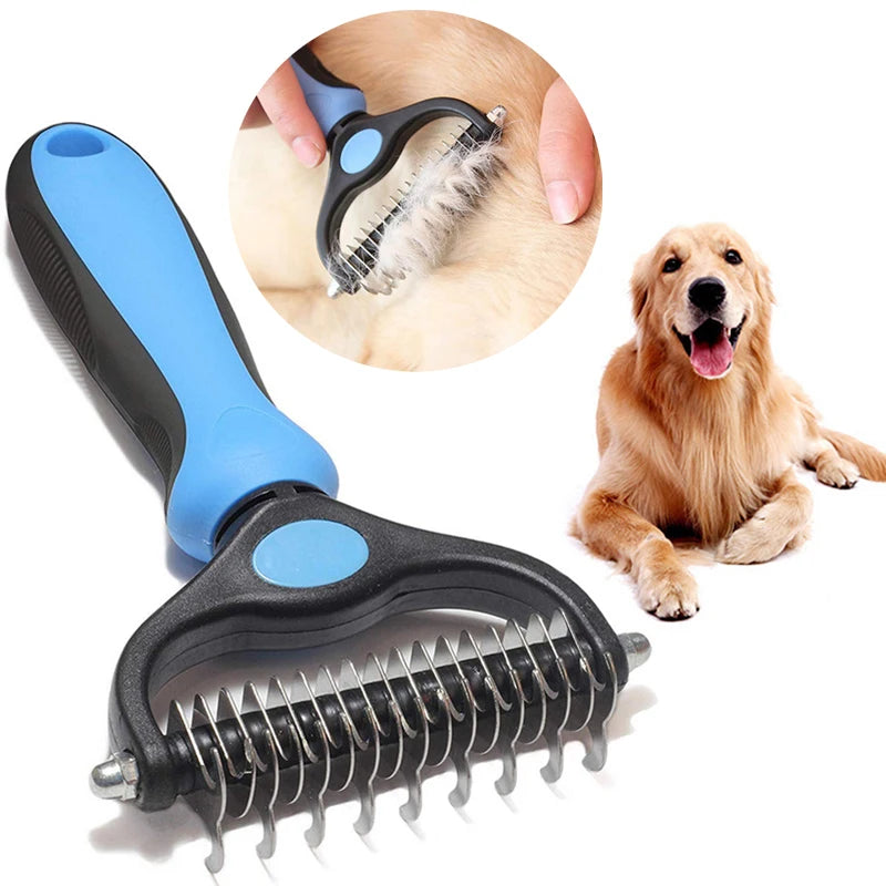 Professional Dual-Head Pet Deshedding Brush & Knot Remover