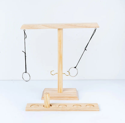 Handmade Wooden Hook and Ring Toss Game - Fun for Indoors and Outdoors