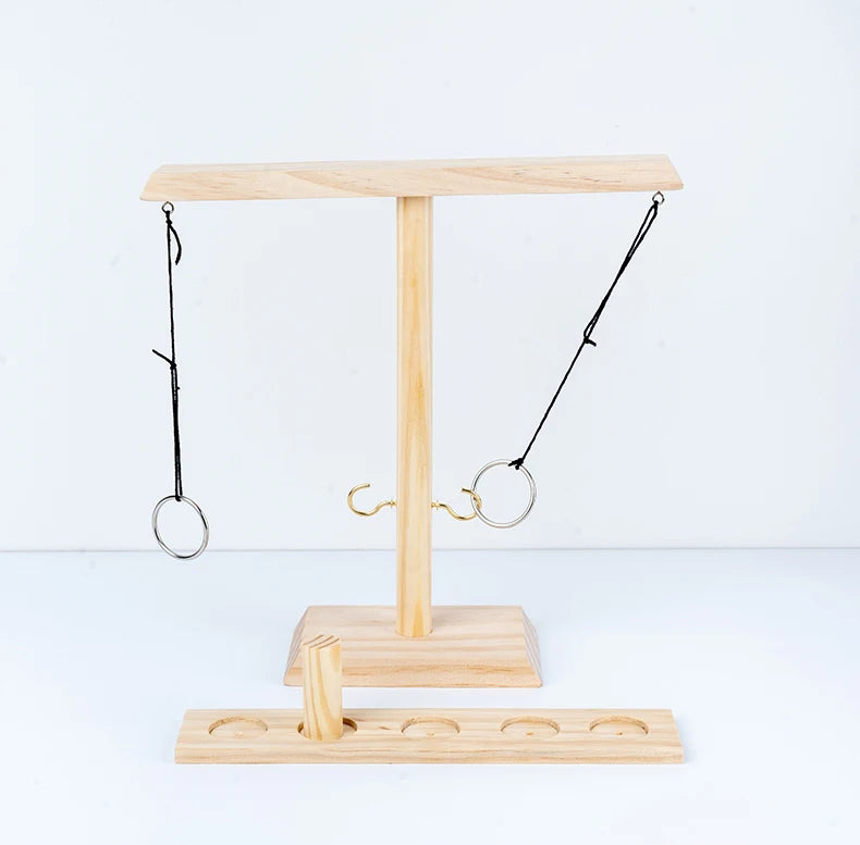 Handmade Wooden Hook and Ring Toss Game - Fun for Indoors and Outdoors