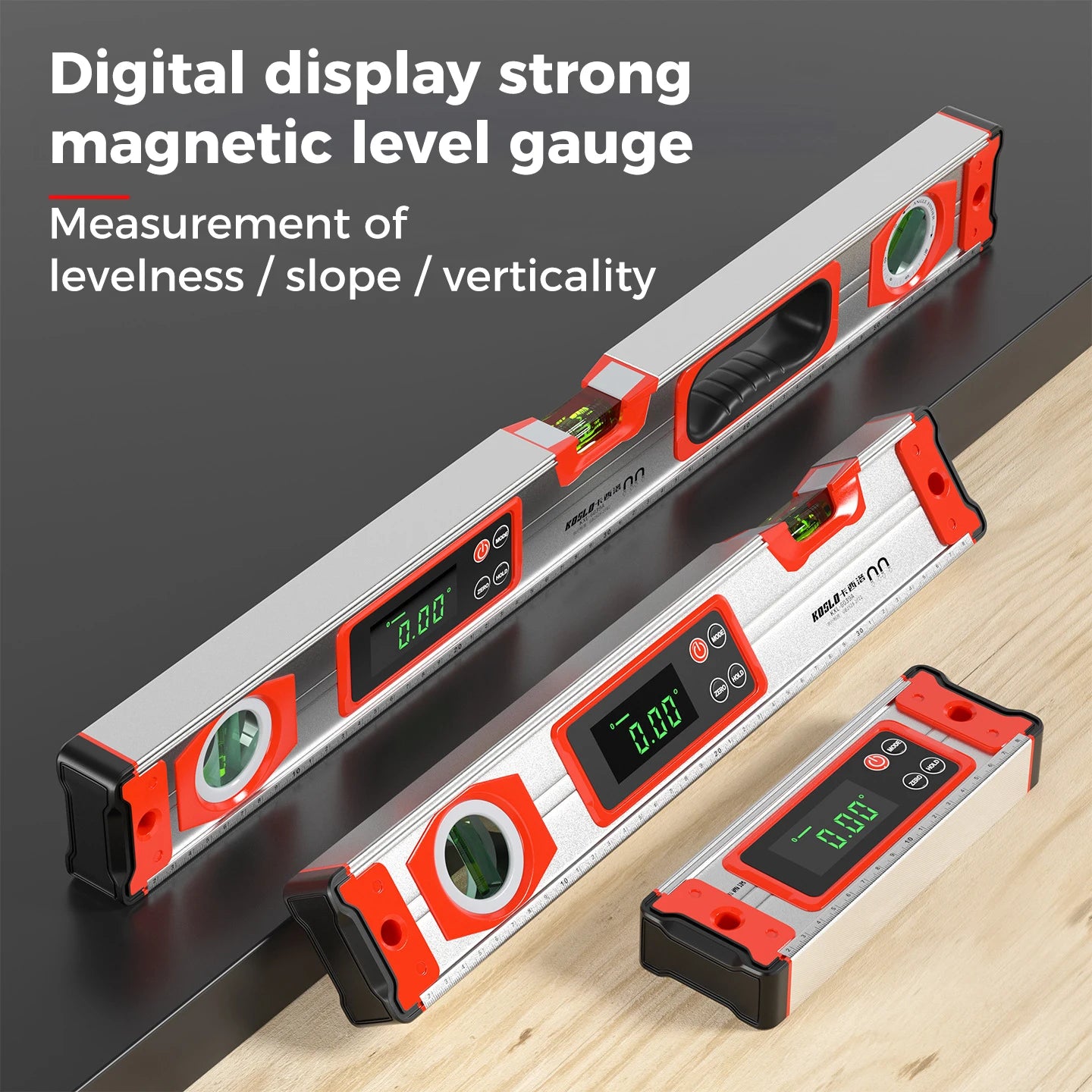 Pro Digital Magnetic Spirit Level – LED Angle Finder(20/30/40 cm | 8″/12″/16″)