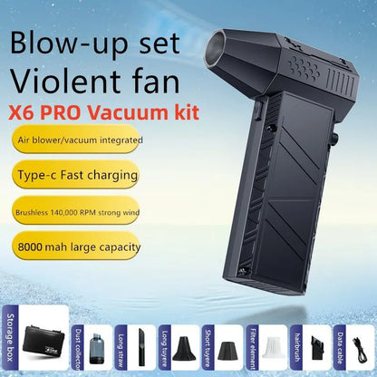 X6 TurboJet – 140,000 RPM Handheld Air Blower & Vacuum Cleaner with High-Capacity Battery