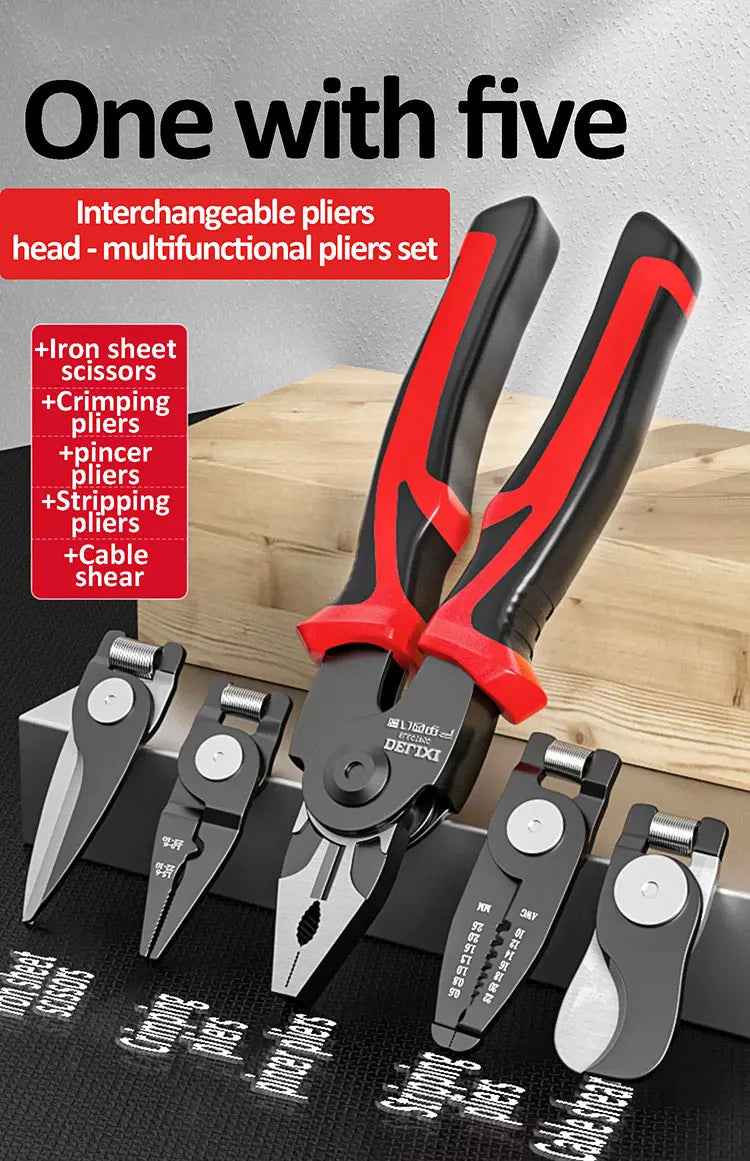 5-in-1 Multifunctional Pliers Set with Interchangeable Heads