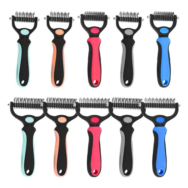 Professional Dual-Head Pet Deshedding Brush & Knot Remover