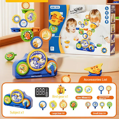 Electric Gear Building Set for Kids – 3D Rotating STEM Construction Toy