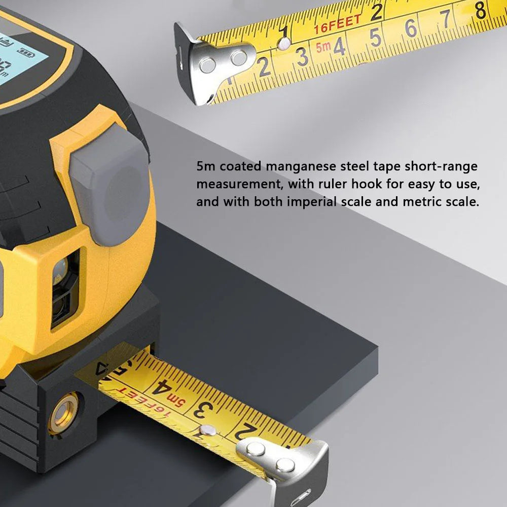 3-in-1 Digital Laser Measuring Tool with 5M/16ft Tape & Cross-Line Projection