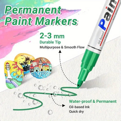 Write on Anything — Waterproof Paint Marker Set (12 Colors)