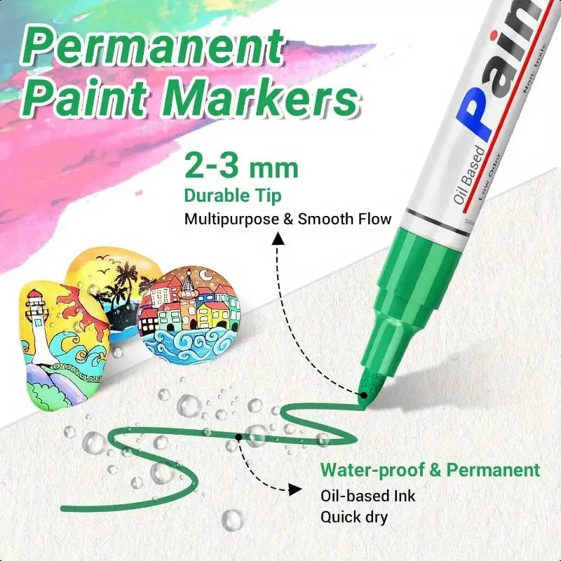 Write on Anything — Waterproof Paint Marker Set (12 Colors)