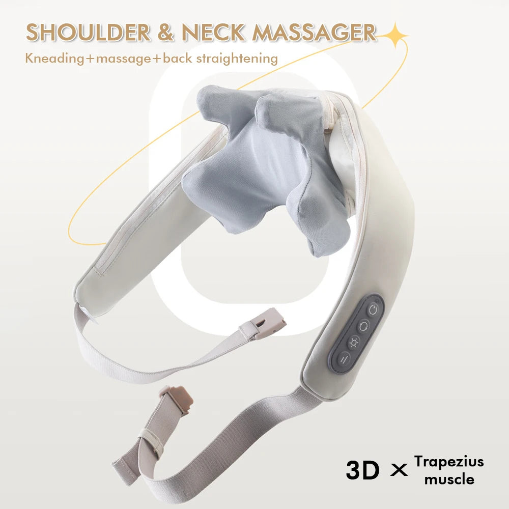 Wireless Neck and Back Massager with Heat and Kneading Technology