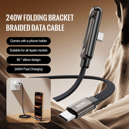 Fast Charging Cable with Foldable Phone Stand – 2-in-1 Design
