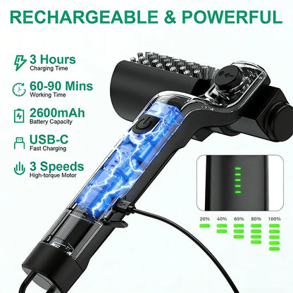 Electric BBQ Grill Brush – Rechargeable 3-Speed Grill Cleaner with Adjustable Head