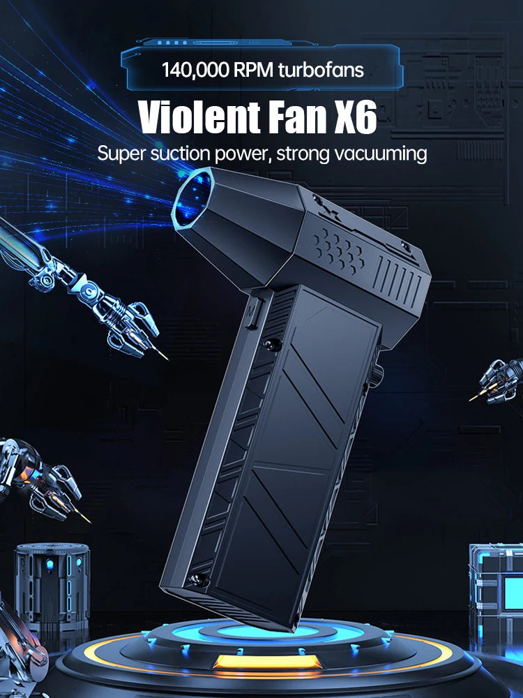 X6 TurboJet – 140,000 RPM Handheld Air Blower & Vacuum Cleaner with High-Capacity Battery