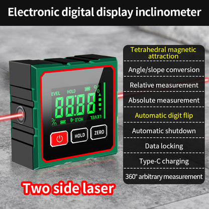 Digital Inclinometer with or without Laser – 1-Side or 4-Side Magnet – USB-C Rechargeable