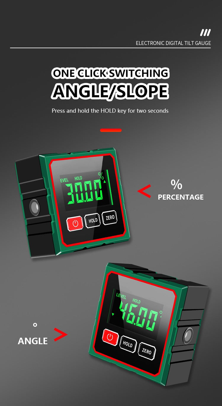 Digital Inclinometer with or without Laser – 1-Side or 4-Side Magnet – USB-C Rechargeable