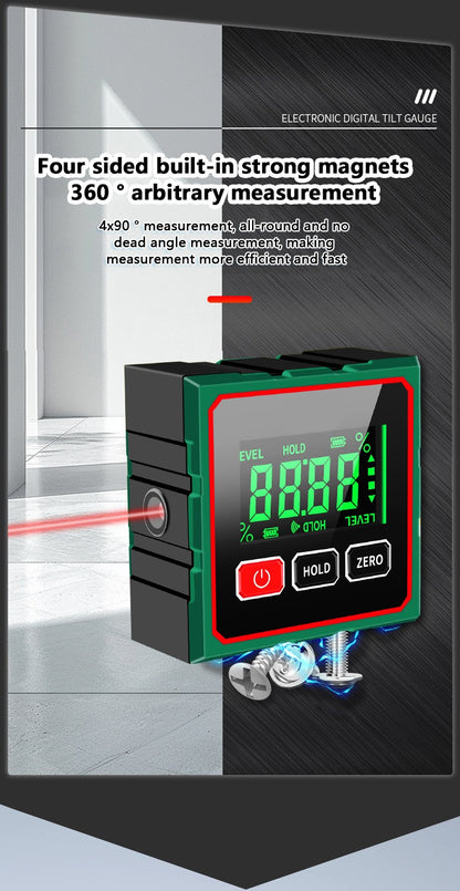 Digital Inclinometer with or without Laser – 1-Side or 4-Side Magnet – USB-C Rechargeable