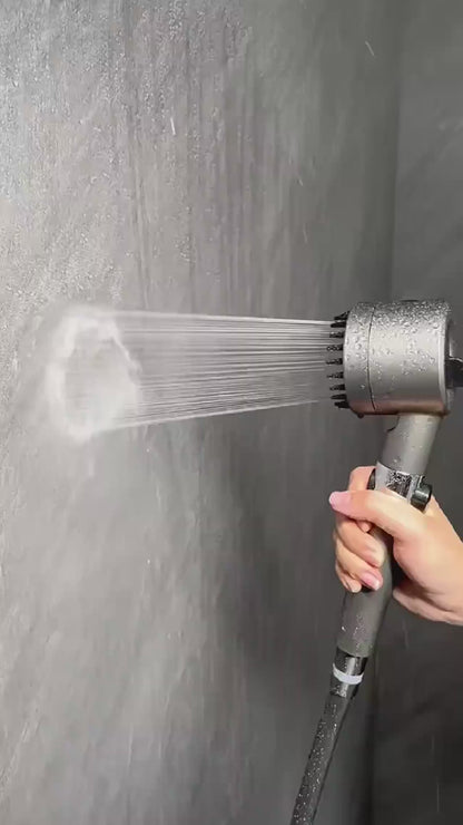 High-Pressure Shower Head with Adjustable Spray & Built-in Massage Brush