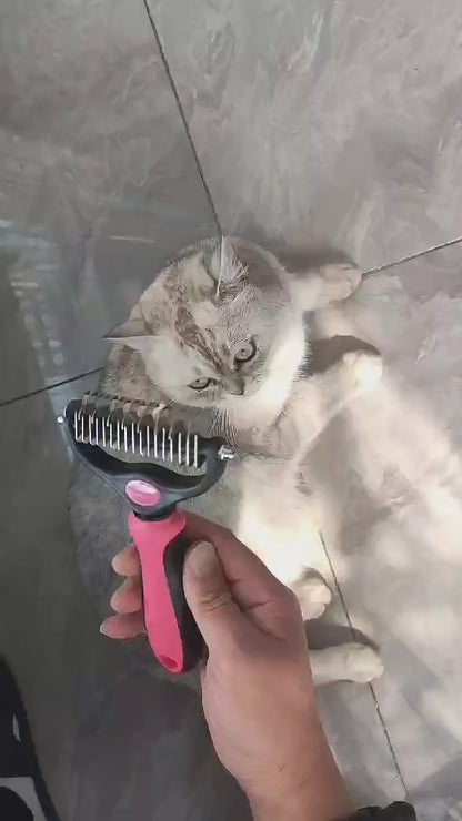 Professional Dual-Head Pet Deshedding Brush & Knot Remover