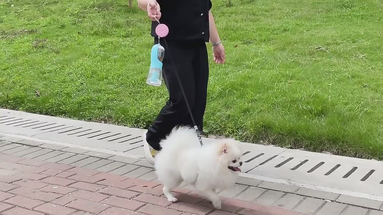 All-in-One Dog Travel Kit — Water, Food & Waste Bags in One Bottle