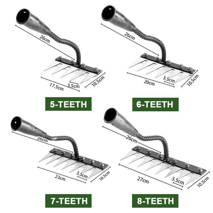 Heavy-Duty Carbon Steel Garden Weed Rake – 5 to 8 Teeth Options